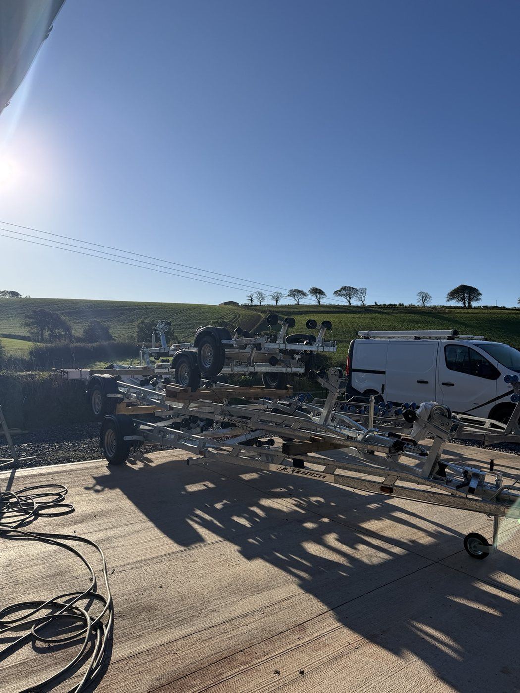 Boat trailers on display at South Devon Trailers